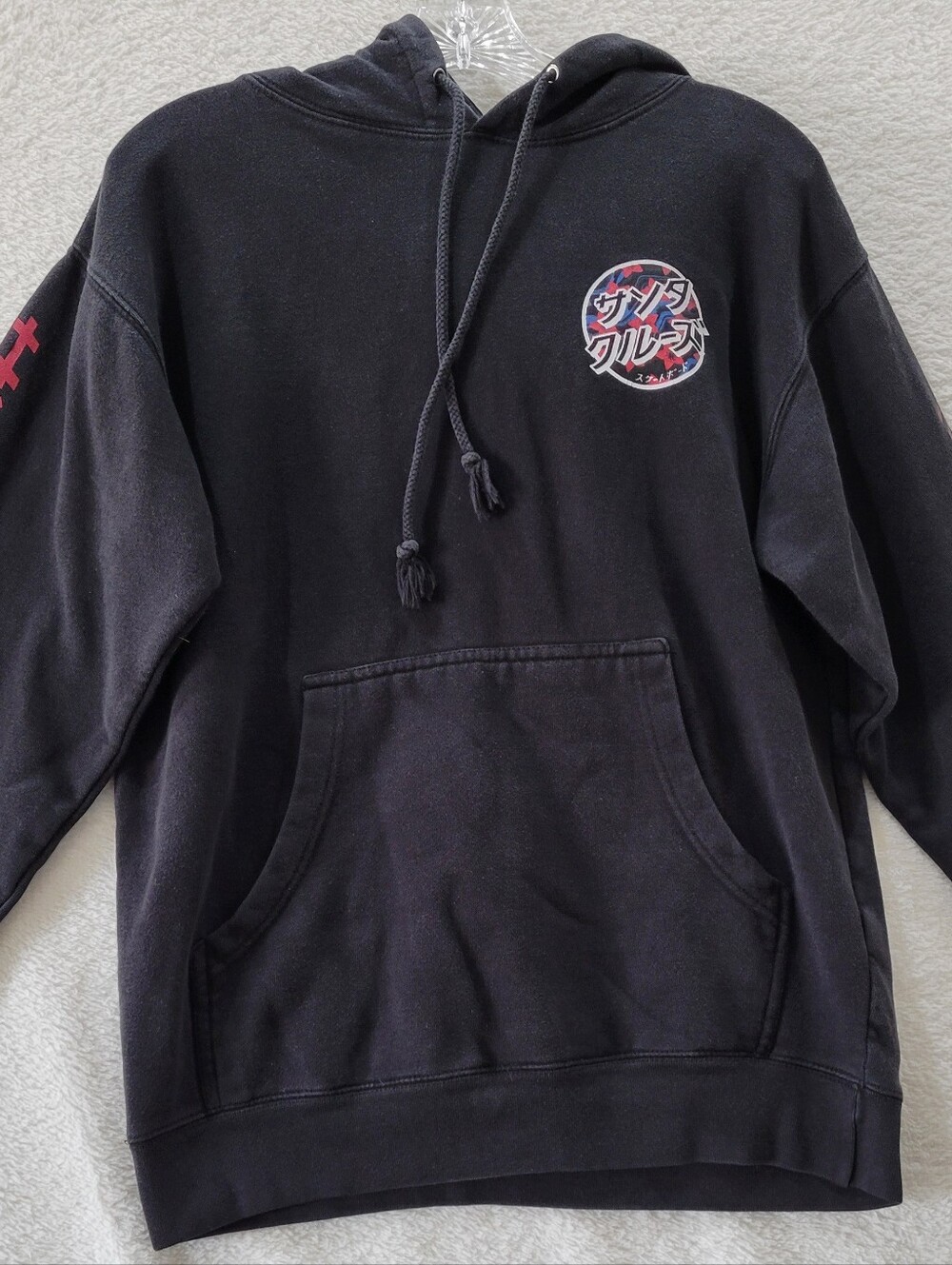 Santa Cruz Skateboard Hoodie Sweater Japanese Faded Black RARE Sz Small VTG Y2k